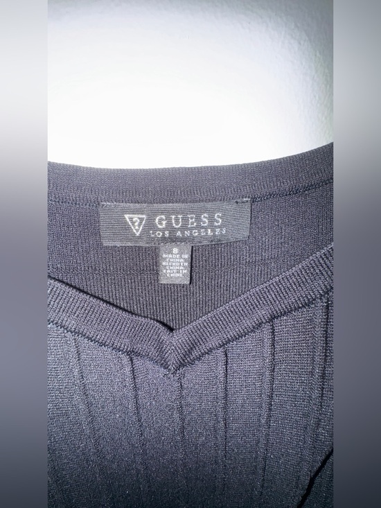 Guess Black Ribbed V-Neck Knit Tank - Picture 4 of 4